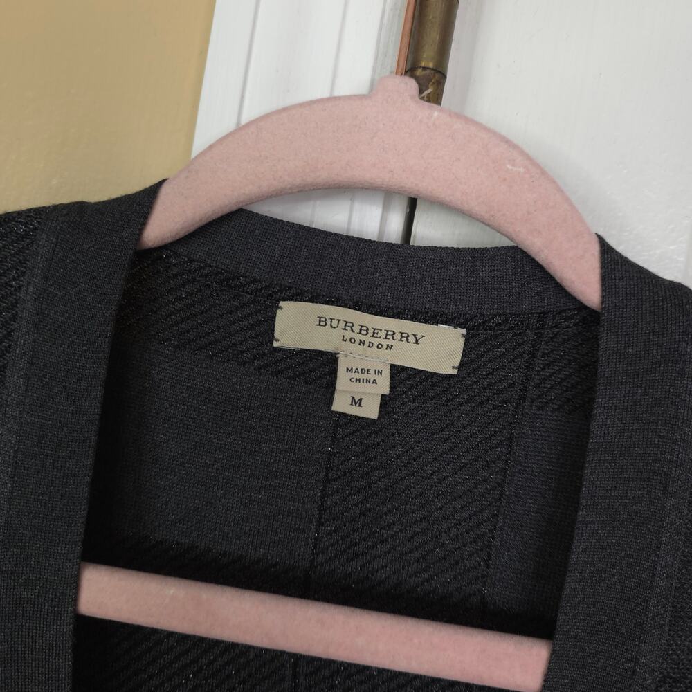 Burberry Grey Metallic Silk Knit Long Button Cardigan Size M - Picture 8 of 9